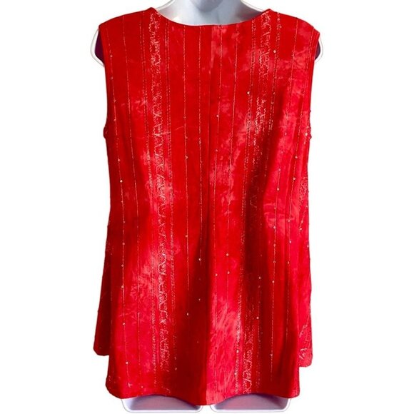 Coral Bay Sleeveless Top Red Tie Dye Embellished Design with O-ring Detail Women - Picture 7 of 7